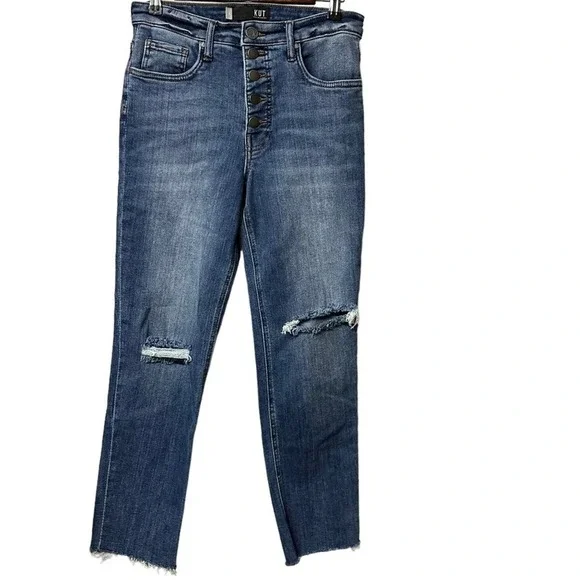 KUT from the Kloth Rachael High Rise Fab Ab Ankle Mom distressed